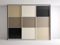 Kleiderschrank 240x60x220 cm - Beige-Schwarz-Braun-Silber - modernes Design mit 3 Schiebetüren