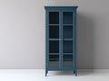 Vitrinen 90 x 40 x 190 cm - Dunkelblau-Silber - 2 Glastüren mit hohem Stauraumdesign