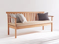 Gartenbank aus Holz 180 x 65 x 85 cm - Natur und Beige - modernes Lattenrücken-Design mit gepolsterter Sitzfläche