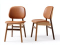 Esszimmerstühle gepolstert 50 x 56 x 82 cm - Braun und Natur - 2er Set mit abgerundeter Rückenlehne und Holzgestell