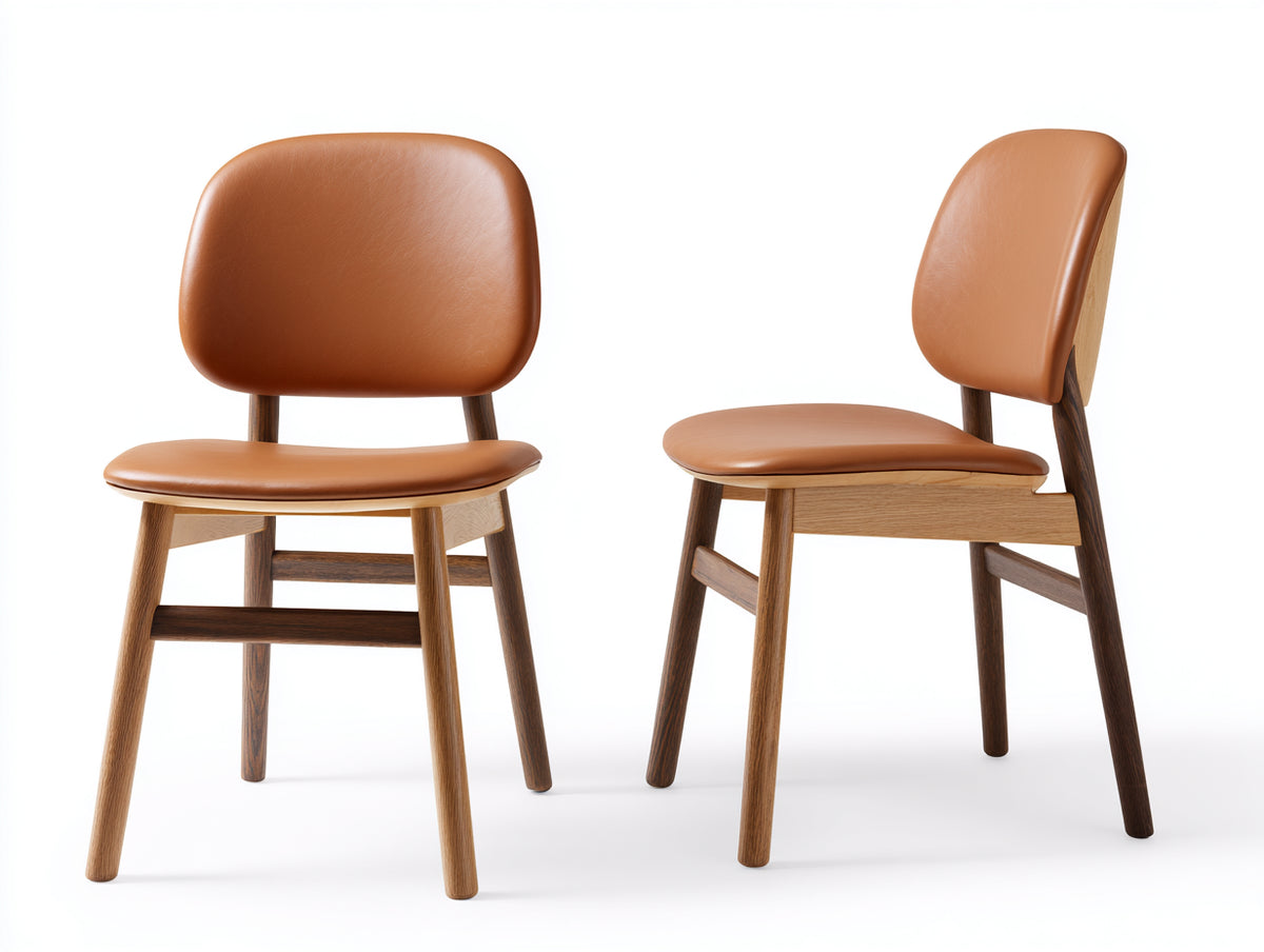 Esszimmerstühle gepolstert 50 x 56 x 82 cm - Braun und Natur - 2er Set mit abgerundeter Rückenlehne und Holzgestell
