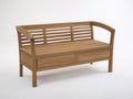 Gartenbank aus Holz 160 x 65 x 90 cm - Naturholz - 2 Schubladen mit Lamellenrücken und Armlehnen