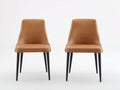 Esszimmerstühle aus Kunstleder 52 x 58 x 86 cm - Cognac-Schwarz - 2er-Set mit Metallbeinen