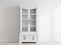 Vitrinen aus Holzwerkstoff 105 x 45 x 205 cm - Weiß - Klassisches Design mit 2 Glastüren und 2 Schubladen