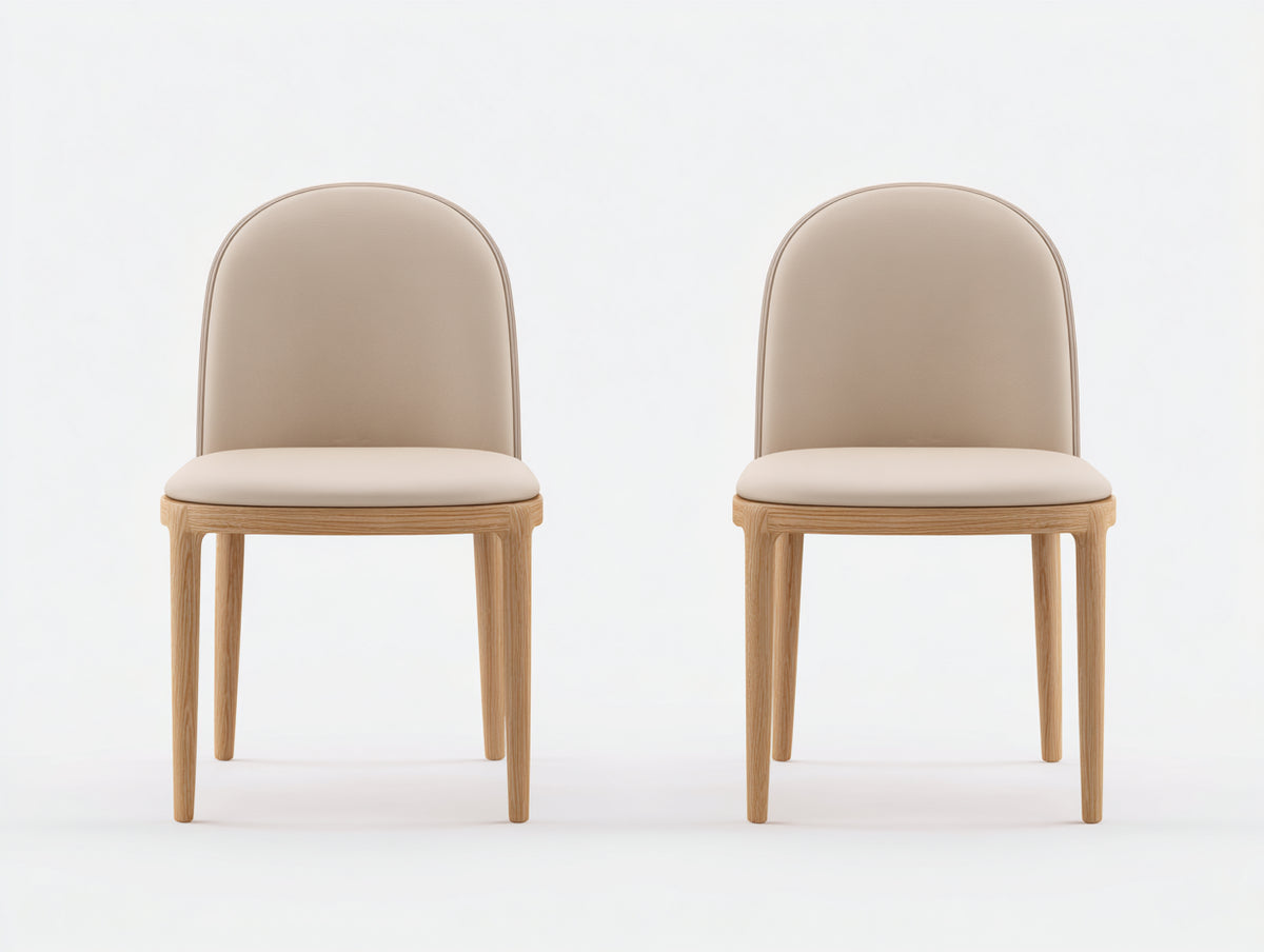 Esszimmerstühle 52 x 58 x 86 cm - Beige-Naturholz - gepolsterte Rückenlehne im modernen Design