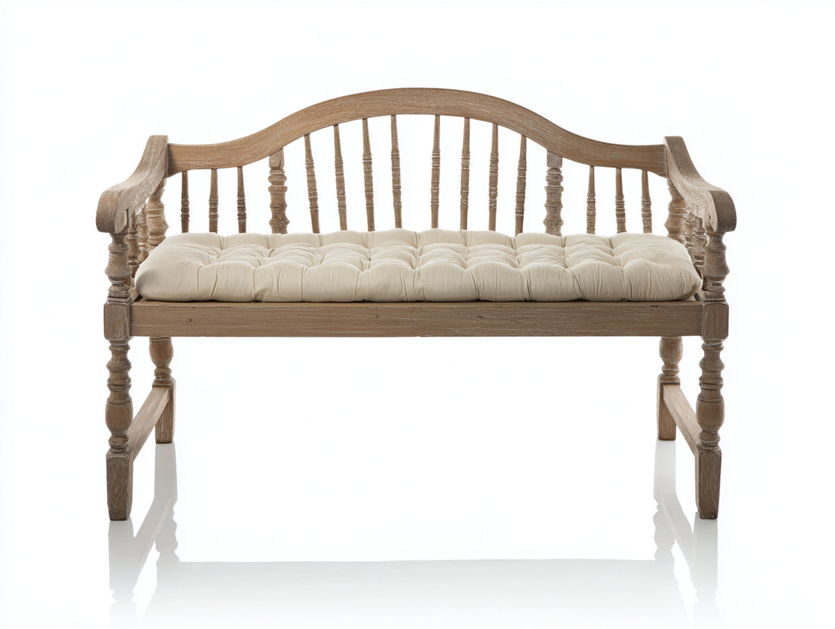 Gartenbank Holz 145x60x90 cm - Naturholz-Beige - klassische 2-Sitzer Bank mit Armlehnen