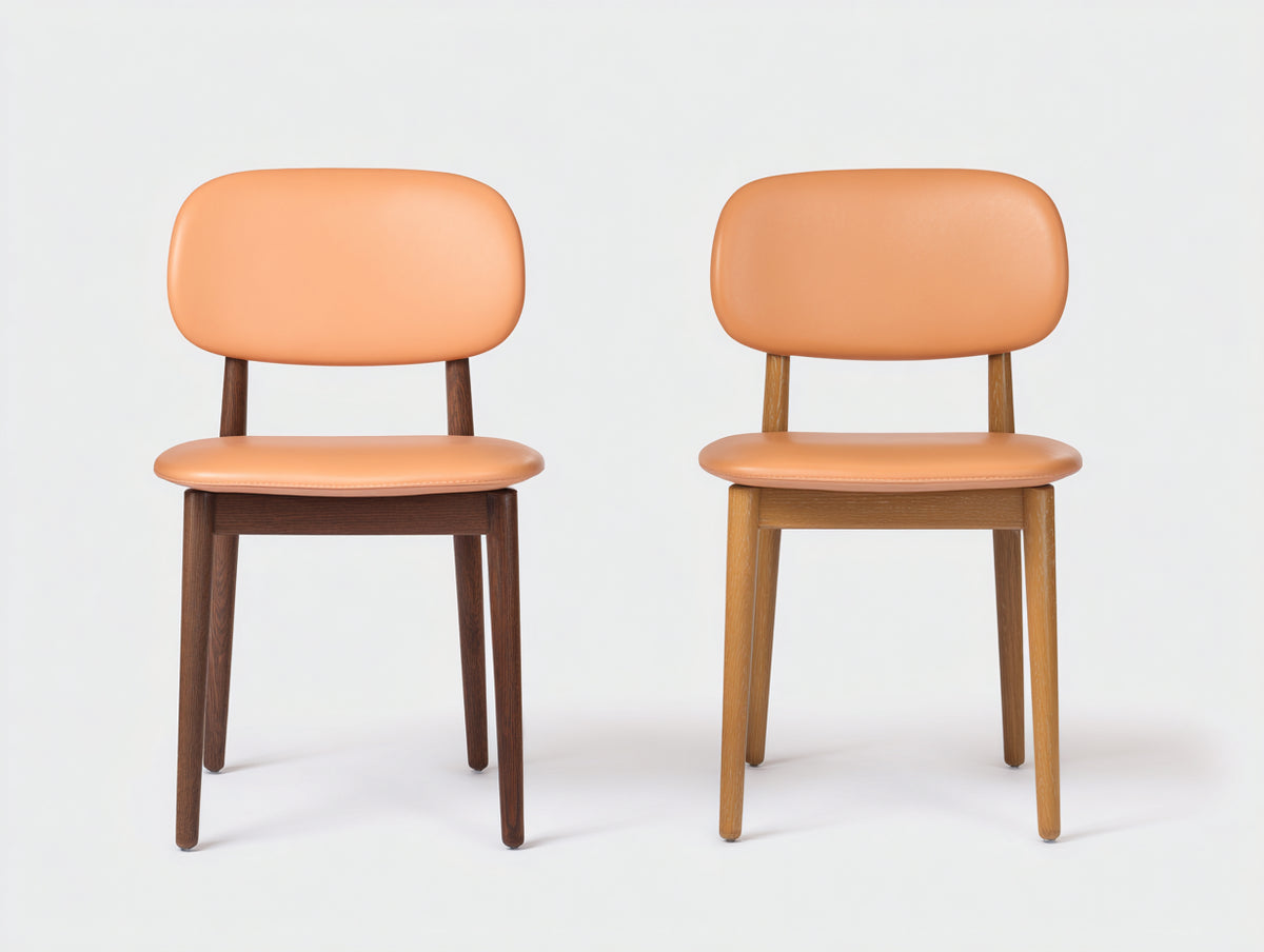 Esszimmerstühle mit Polsterung 55 x 52 x 82 cm - Orange-Naturholz - 2er Set mit gepolsterter Rückenlehne und Holzbeinen