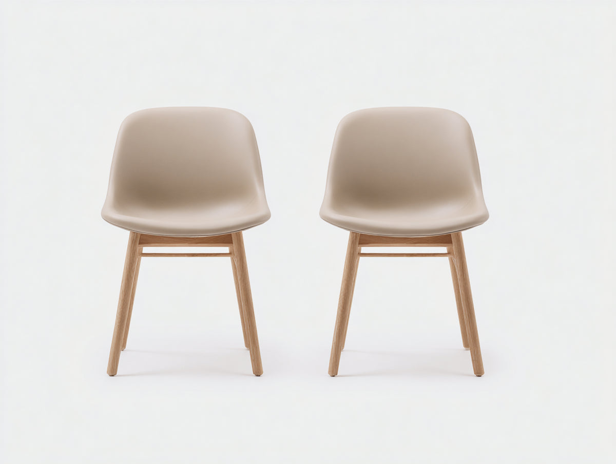 Esszimmerstühle 50 x 56 x 82 cm - Beige-Naturholz - geformte Sitzschale mit modernem Holzgestell